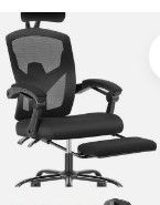 Photo 1 of Amazon sku:  office chair black footrest adjustable headrest, Sku: C-3509-w-bk