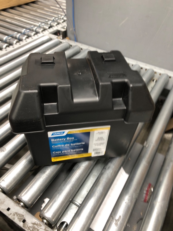 Photo 2 of Camco Heavy Duty Battery Box with Straps and Hardware - Group 24 |Safely Stores RV, Automotive, and Marine Batteries |Durable Anti-Corrosion Material | Measures 7-1/4" x 10-3/4" x 8" | (55363) Frustration Free Packaging Regular Battery Box