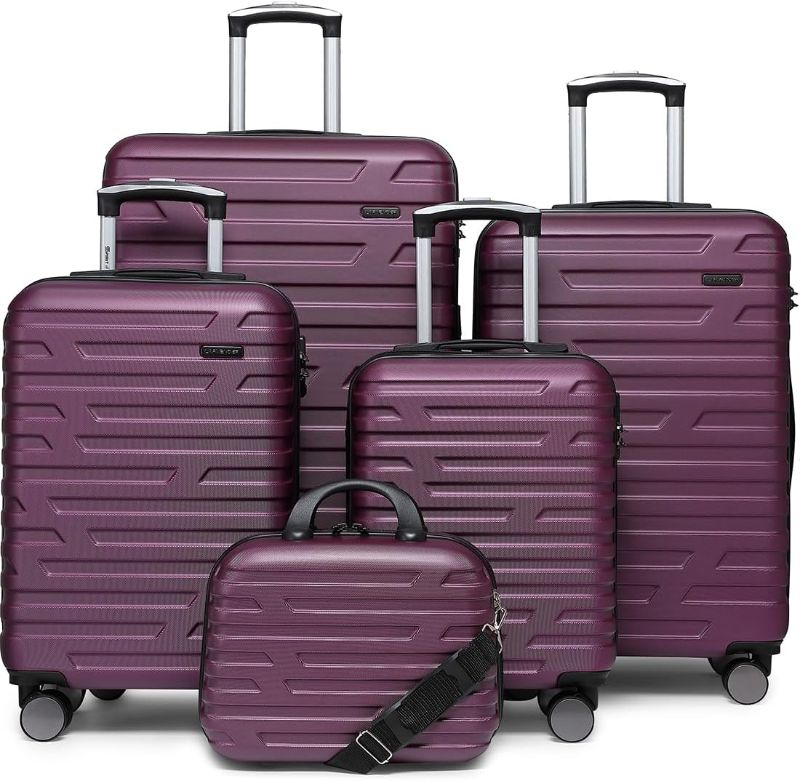 Photo 1 of 
LARVENDER Luggage 5 Piece Sets, Expandable Luggage Sets Clearance, Suitcases with Spinner Wheels, Hard Shell Carry on Suitcase Set TSA Lock Purple
Color:5 pcs Purple