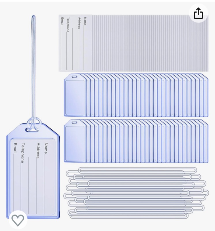 Photo 2 of Clear Luggage Tags with Loops Heavy Duty PVC Case Tags Suitcases Identification ID Card with Business Card Insert Window 20