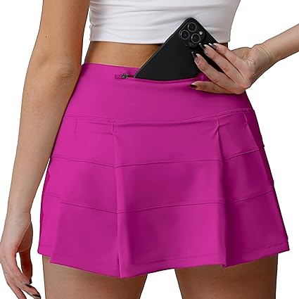 Photo 1 of Husnainna High Waisted Pleated Tennis Skirt with Pockets Athletic Golf Skorts for Women Casual Workout Built-in Shorts 12