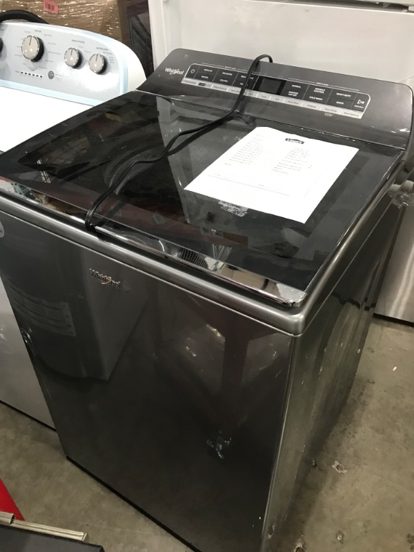 Photo 6 of Whirlpool Smart Capable w/Load and Go 5.3-cu ft High Efficiency Impeller and Agitator Smart Top-Load Washer (Chrome Shadow) ENERGY STAR
