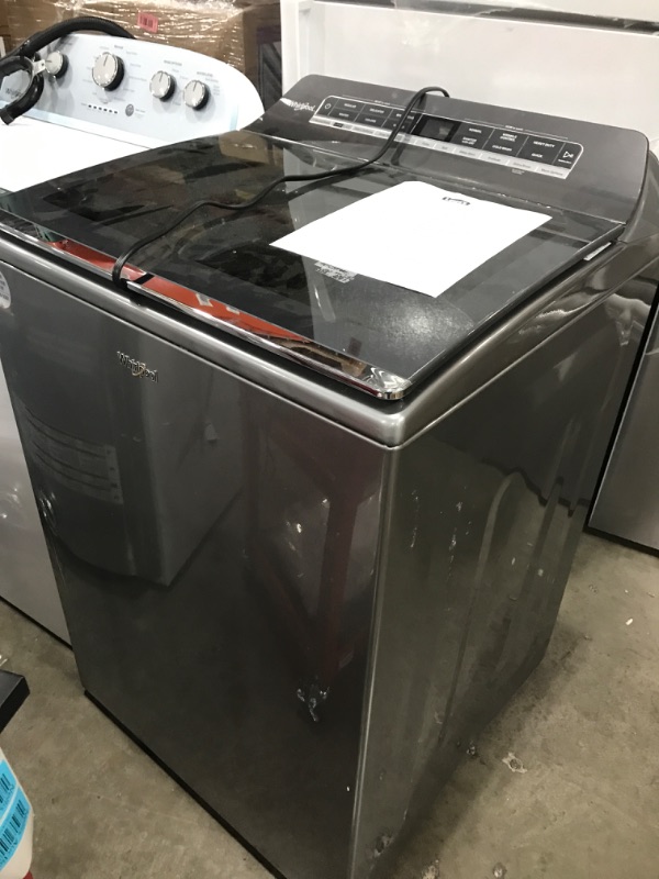 Photo 7 of Whirlpool Smart Capable w/Load and Go 5.3-cu ft High Efficiency Impeller and Agitator Smart Top-Load Washer (Chrome Shadow) ENERGY STAR
