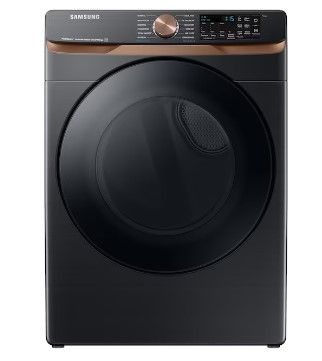 Photo 1 of Samsung 7.5-cu ft Reversible Side Swing Door Stackable Steam Cycle Smart Gas Dryer (Brushed Black) ENERGY STAR
