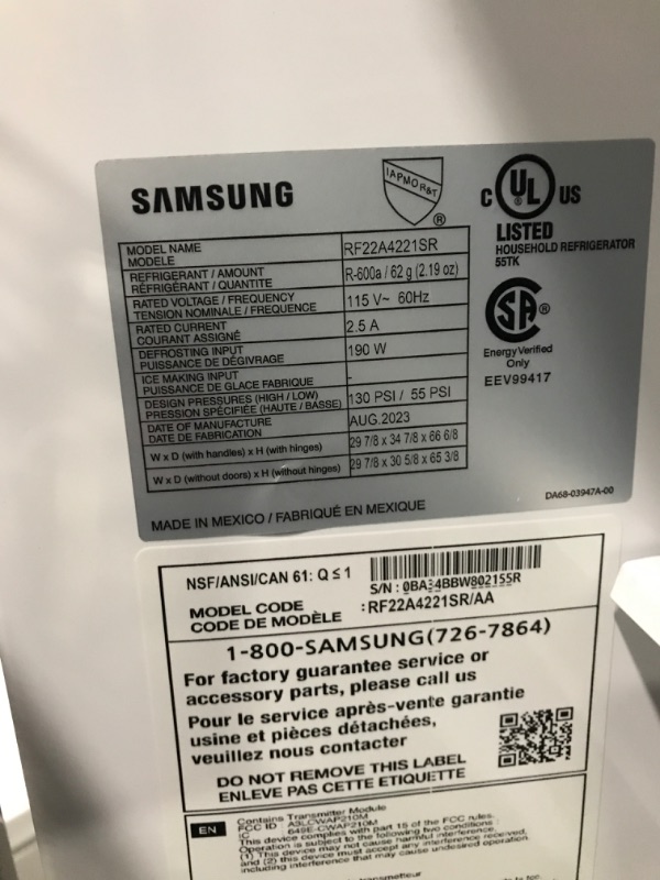Photo 3 of Samsung 22-cu ft Smart French Door Refrigerator with Ice Maker (Fingerprint Resistant Stainless Steel) ENERGY STAR
