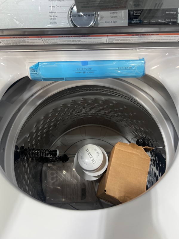 Photo 4 of Maytag Smart Capable 5.2-cu ft High Efficiency Agitator Smart Top-Load Washer (White) ENERGY STAR
