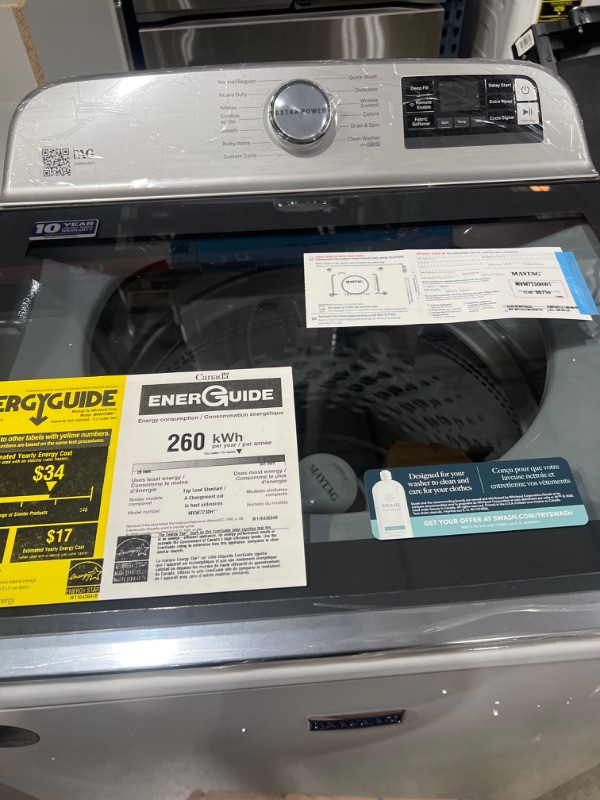 Photo 3 of Maytag Smart Capable 5.2-cu ft High Efficiency Agitator Smart Top-Load Washer (White) ENERGY STAR
