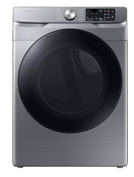 Photo 1 of Samsung 7.5-cu ft Reversible Side Swing Door Stackable Steam Cycle Smart Gas Dryer (Platinum)