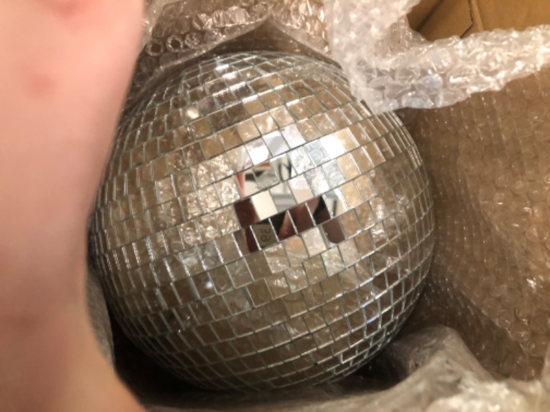 Photo 1 of  Disco Ball Mirror Ball Disco Party Decorations with Hanging Ring for DJ Club Stage Wedding Holiday, Silver,12 Inch, 10 Inch) 12 Inch, 10 Inch Silver 1 pcs 
