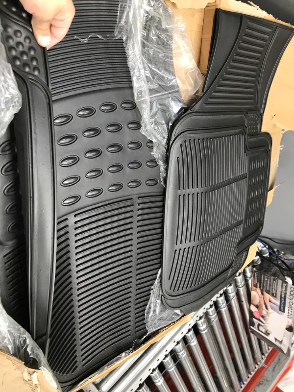 Photo 1 of Automotive Floor Mats Solid Black ClimaProof for all weather protection Universal Fit Trimmable Heavy Duty fits most Cars, SUVs, and Trucks, 3pc Full Set FH Group F11306BLACK
