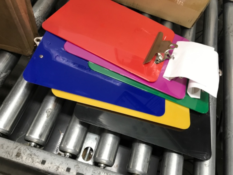 Photo 1 of Amazon Basics Plastic Clipboards with Metal Clip, Assorted Colors, Pack of 6 Assorted Classic Letter Clipboards