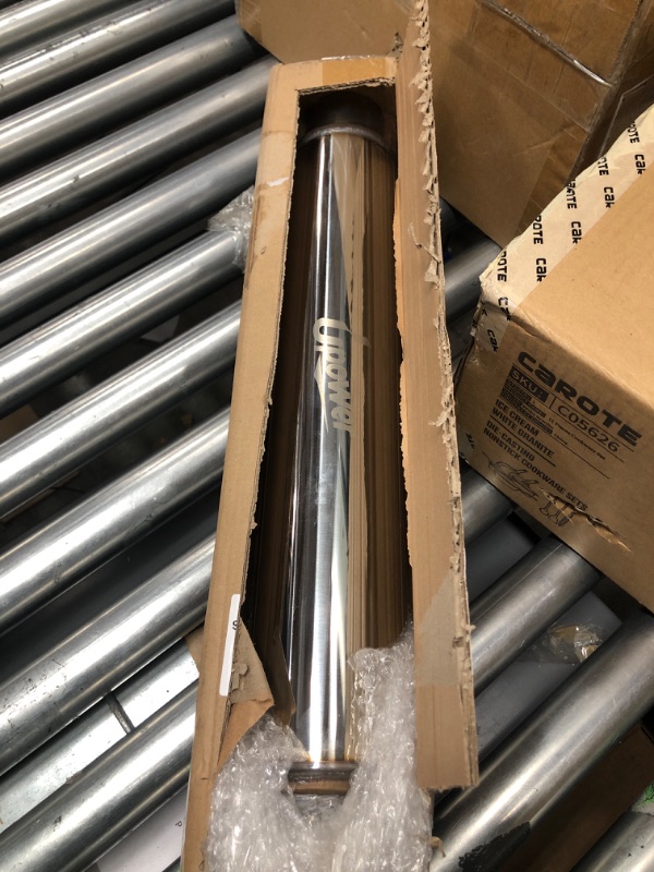 Photo 1 of Upower 2.5 Inch Inlet Exhaust Muffler 2 1/2" Resonator Muffler 3.5" Round 18" Body Length 22" Overall Length Stainless Moderate Sound Universal Exhaust Muffler Resonator