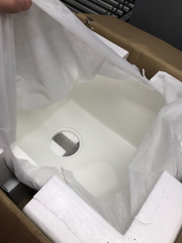 Photo 1 of 15 Inch Bar Sink Undermount Kitchen Sink - VASOYO 15"x17" Wet Bar Prep Sink White Undermount Kitchen Sink Dual Mount Single Bowl Granite Sink Single Bowl Undermount Bar Sink with Bottom Grid & Drain 15"x17"x10" White