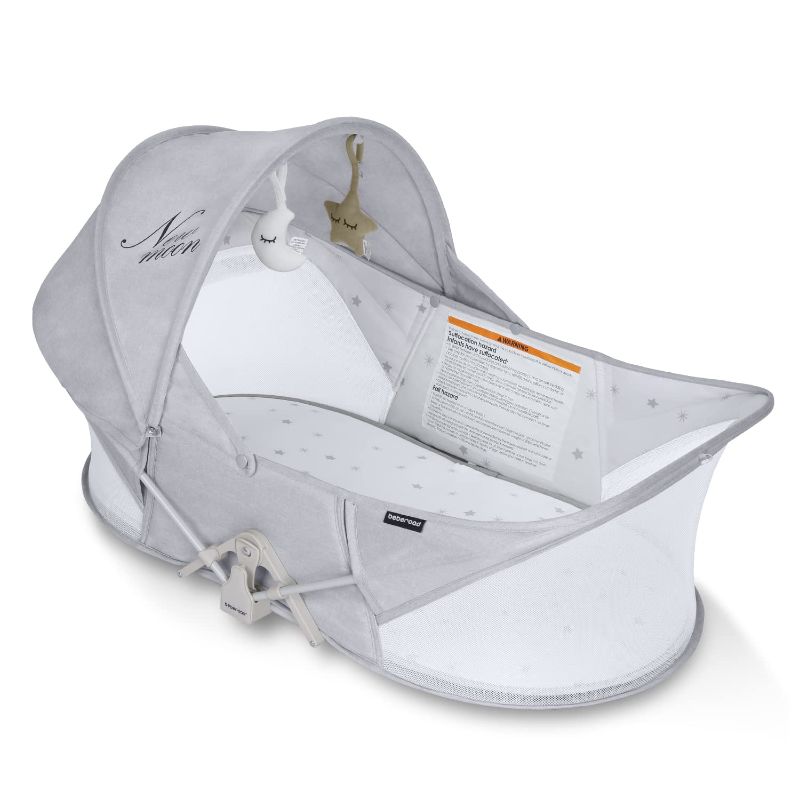 Photo 1 of Beberoad Love Baby Travel Bassinet Portable Bassinet-Folding Baby Bassinet in Bed Mini Travel Crib Infant Travel Bed with Mosquito Net and Canopy Lightweight Washable Foldable Light Grey