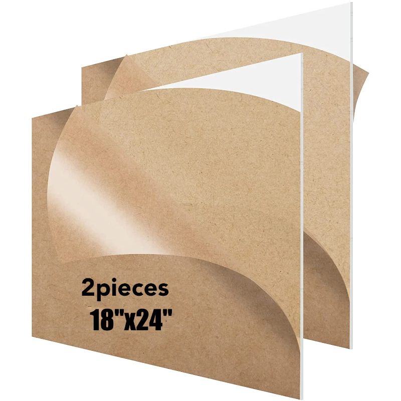 Photo 1 of 18x24 Plexiglass Sheets 1/8 inch Thick - 2 Pack 18x24 Clear Acrylic Sheets 1/8 Thick (3mm) Ideal for Signs, Crafts, Windows Glass Replacement, Tabletops, LED Light Projects