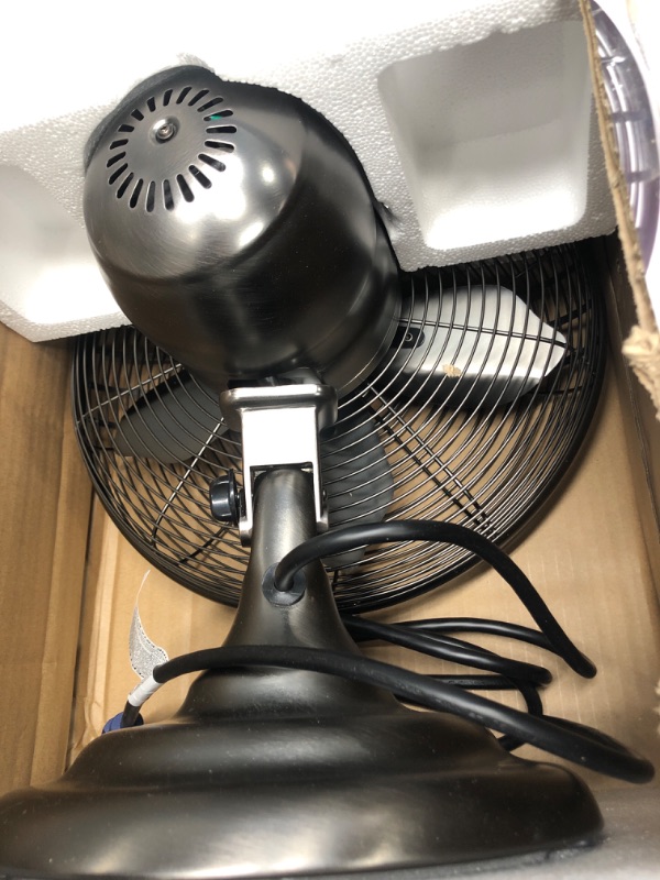 Photo 2 of Lasko 12" Classic Metal Table Fan - 12" Diameter - 3 Speed - Quiet, Carrying Handle, Oscillating - 17.3" Height x 13.3" Width - Metal