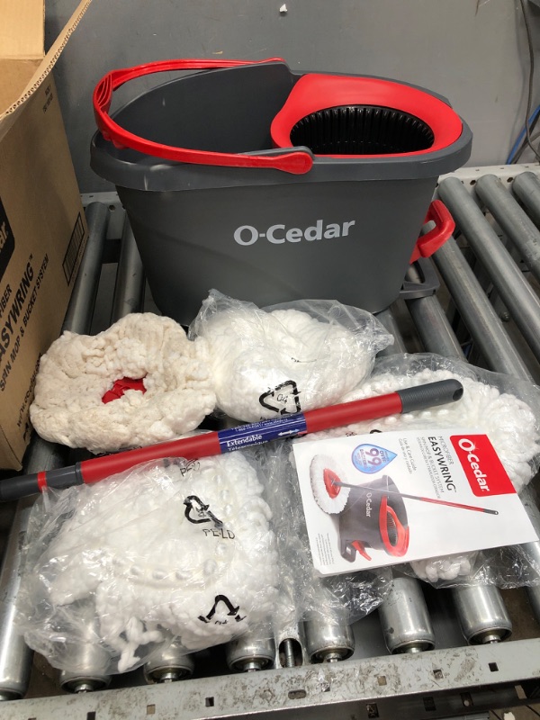 View 2 of O-Cedar System Easy Wring Spin Mop & Bucket with 3 Extra Refills with Citrus Pac (Variety Pack) EasyWring + 3 Refills W/Citrus PACS