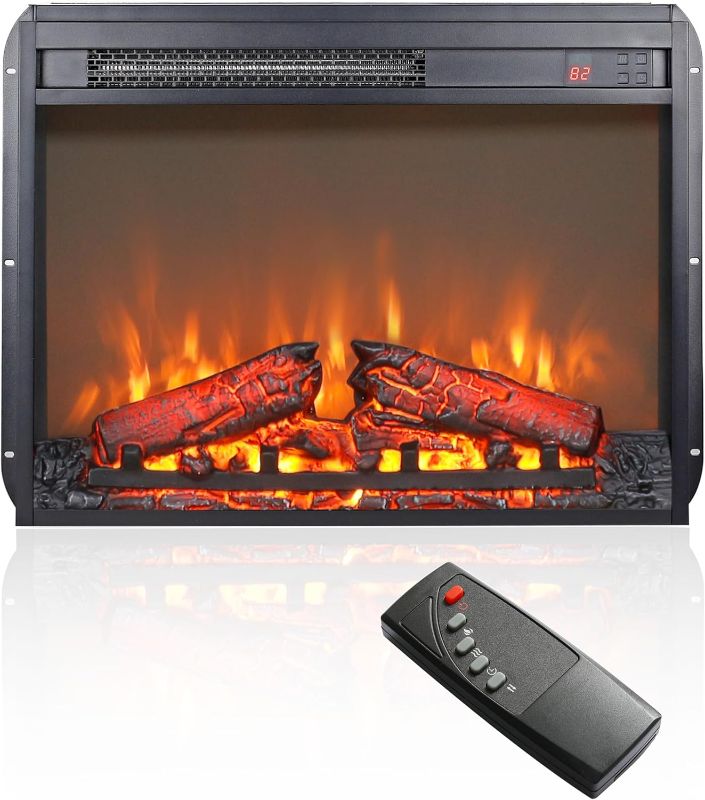 Photo 1 of ***SEE NOTES***23" Small Electric Fireplace Insert with Remote Control, 1400W Ultra Thin Heater with Log Set & Realistic Flame, Overheating Protection