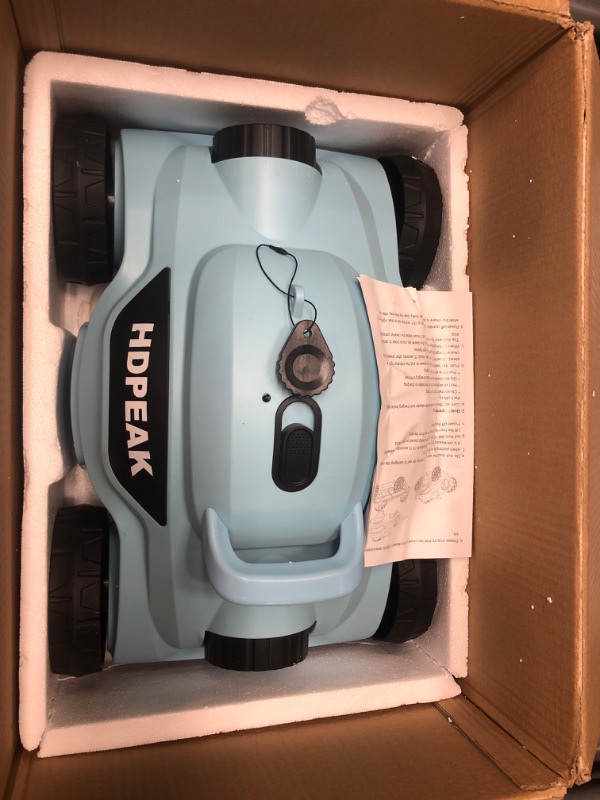 Photo 2 of ***Parts Only***Cordless Robotic Pool Cleaner, HDPEAK Pool Vacuum Lasts 110 Mins, Auto-Parking, Rechargeable, Automatic Cordless Pool Vacuum Ideal for Above/In-Ground Pools Up to 50 feet, Blue