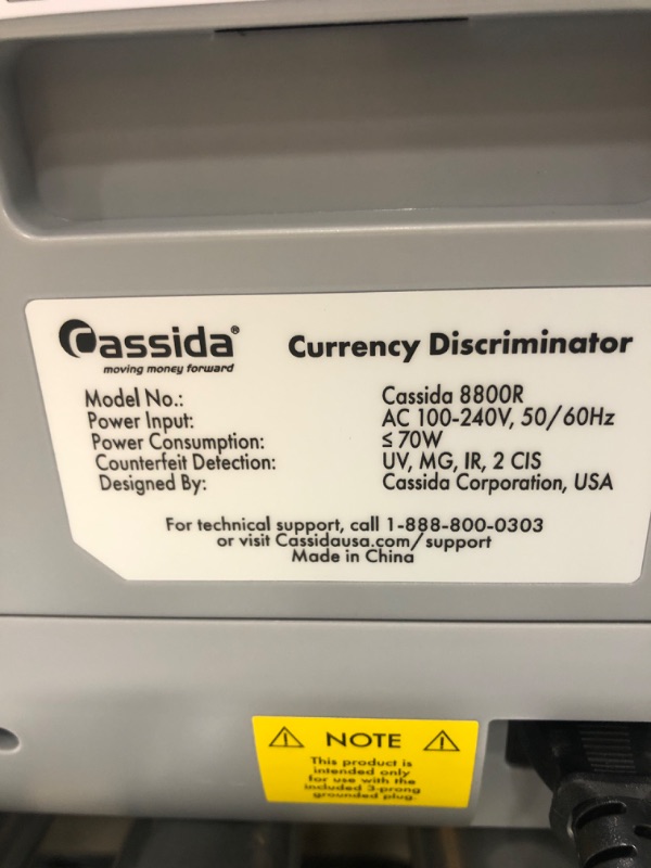 Photo 2 of Cassida 8800R USA Premium Bank-Grade Mixed Denomination Money Counter Machine, Advanced Counterfeit Detection, Multi-Currency, 3-Year Warranty, Includes External Display, Printing Enabled