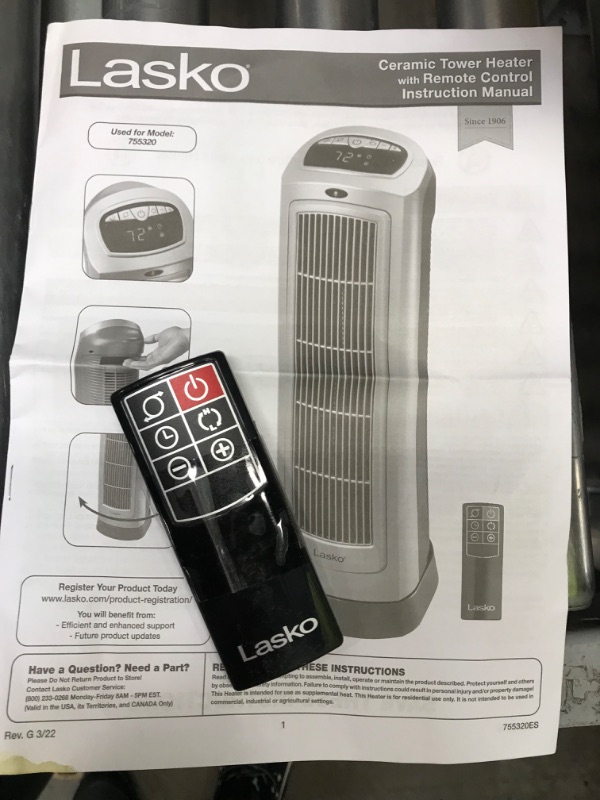 Photo 4 of Lasko 1500W Digital Ceramic Space Heater with Remote, 755320, Silver