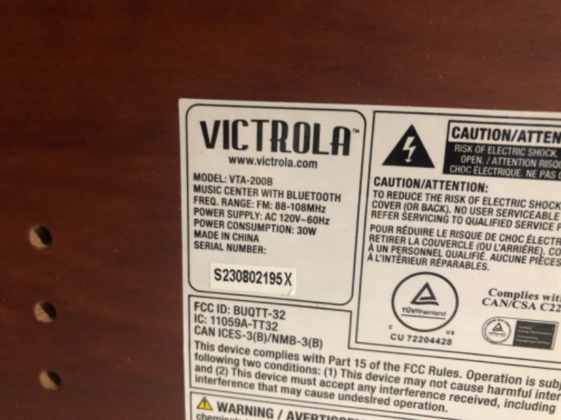 Photo 6 of ***FOR PARTS - NONREFUNDABLE - SEE NOTES***
Victrola Nostalgic 6-in-1 Bluetooth Record Player & Multimedia Center with Built-in Speakers