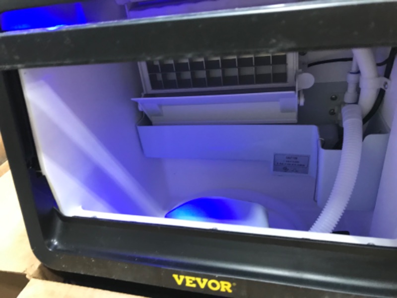 Photo 4 of VEVOR 110V Countertop Ice Maker 70LB/24H, 350W Automatic Portable Ice Machine with 11LB Storage, 36Pcs per Tray, Auto Operation, Blue Light, Include Water Filter, Drain Pipe, Scoop
