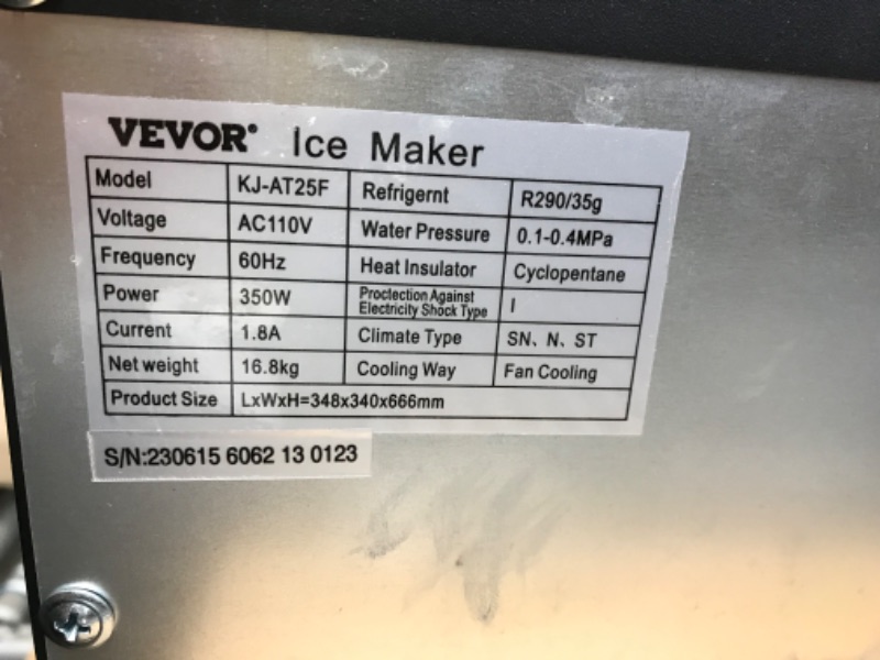 Photo 3 of VEVOR 110V Countertop Ice Maker 70LB/24H, 350W Automatic Portable Ice Machine with 11LB Storage, 36Pcs per Tray, Auto Operation, Blue Light, Include Water Filter, Drain Pipe, Scoop
