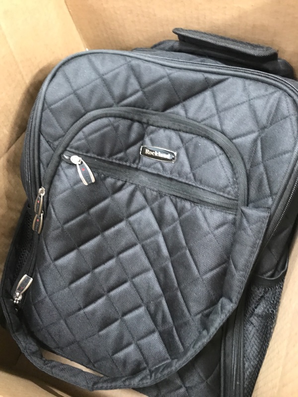 Photo 5 of ***STRAP DAMAGED - SEE PICTURES***
Rockland Melrose Upright Wheeled Underseater Carry-On Luggage, Black, 15-Inch