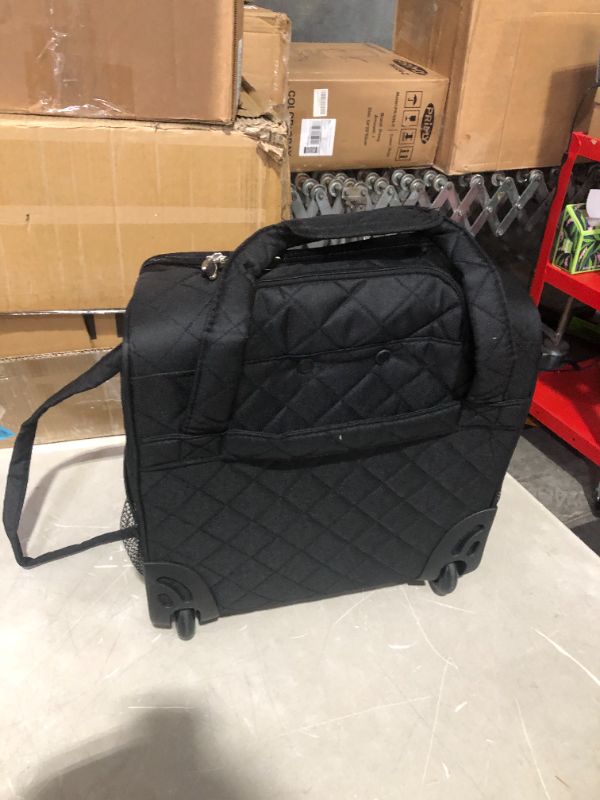 Photo 3 of ***STRAP DAMAGED - SEE PICTURES***
Rockland Melrose Upright Wheeled Underseater Carry-On Luggage, Black, 15-Inch