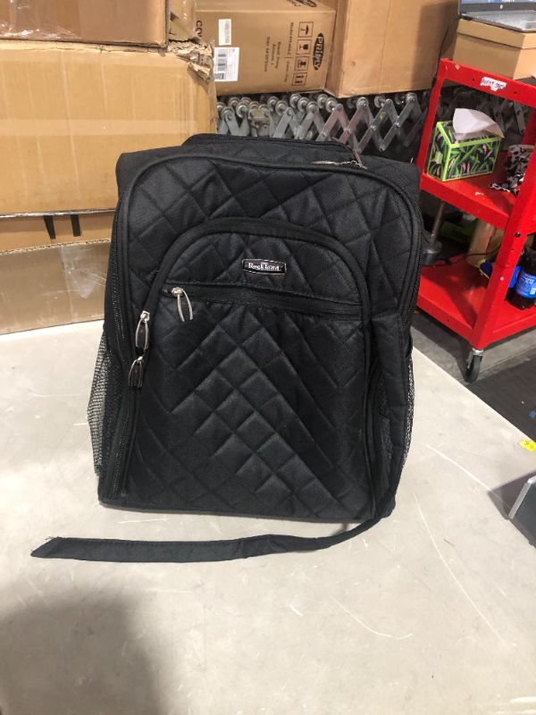 Photo 2 of ***STRAP DAMAGED - SEE PICTURES***
Rockland Melrose Upright Wheeled Underseater Carry-On Luggage, Black, 15-Inch