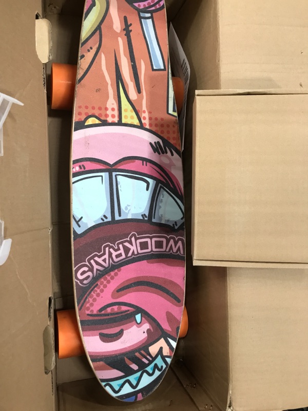 Photo 2 of WOOKRAYS Electric Skateboard with Wireless Remote Control, 350W, Max 12.4 MPH, Orange