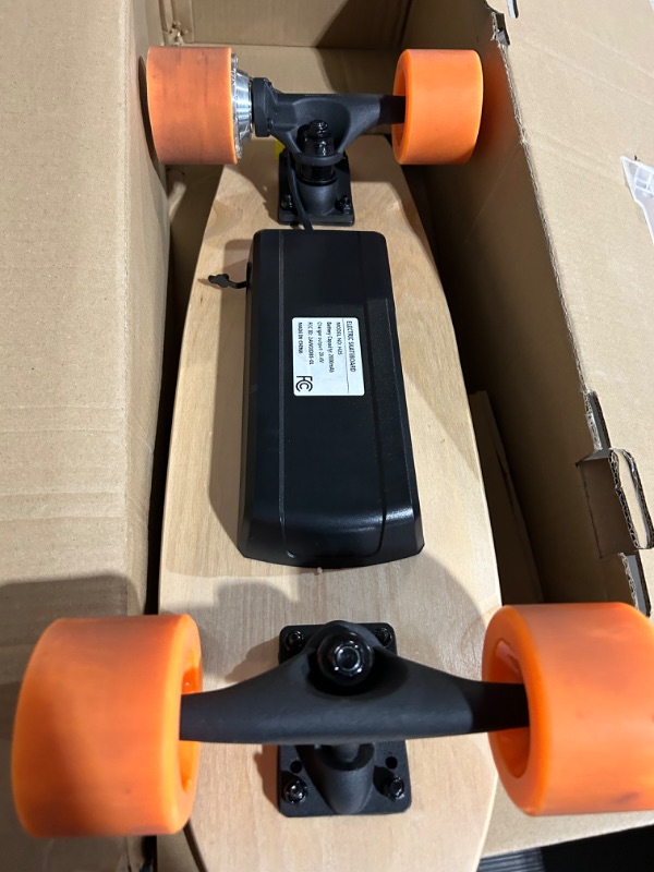 Photo 3 of WOOKRAYS Electric Skateboard with Wireless Remote Control, 350W, Max 12.4 MPH, Orange