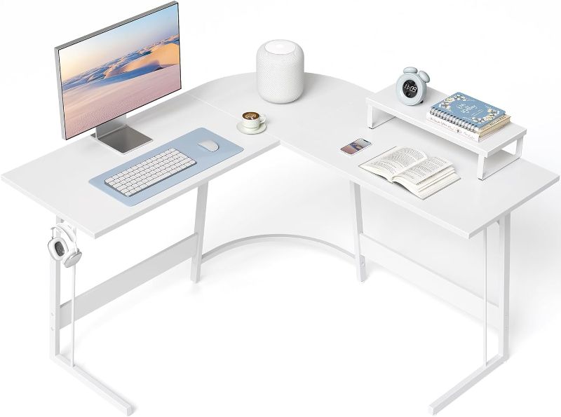 Photo 1 of 
Metal Frame is Black***CubiCubi L Shaped Gaming Desk Computer Office Desk, 47 inch Corner Desk with Large Monitor Stand for Home Office Study Writing Workstation, White
Size:47 inch
Color:White