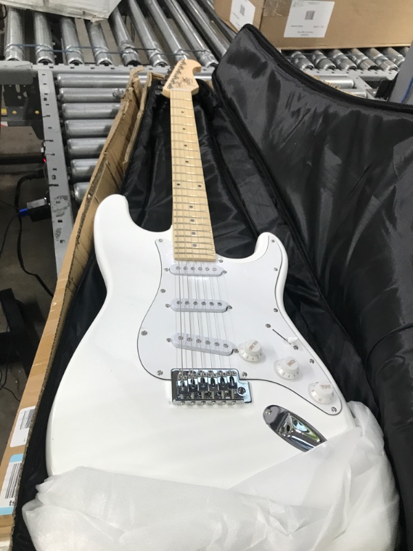 Photo 2 of Squire Sonic Stratocaster HT Electric Guitar, Arctic White, Maple Fingerboard, White Pickguard