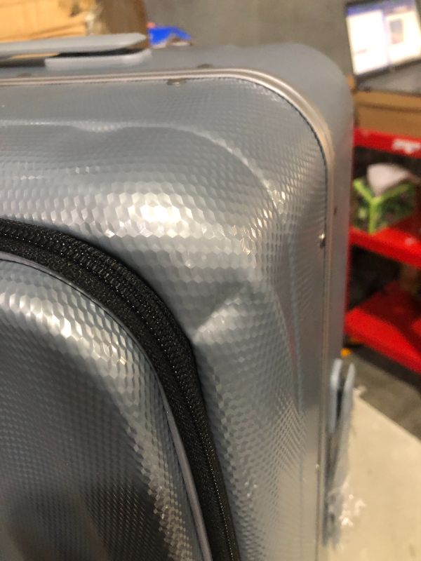 Photo 3 of ***DENTED - SEE PICTURES***
Hanke Luggage Hardside Suitcase with Wheels & Front Opening, 24in Gray/Blue