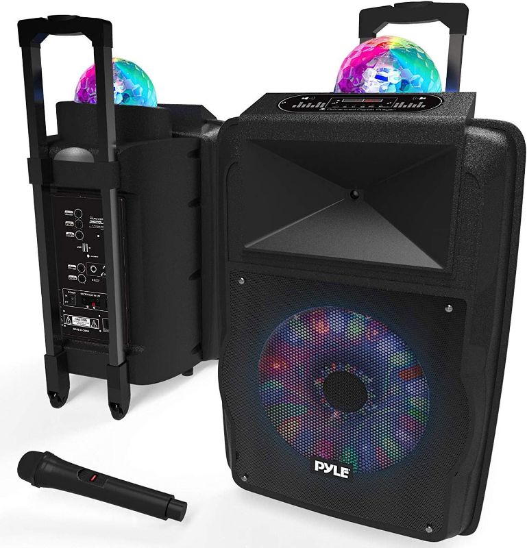 Photo 1 of ***Parts Only***Pyle Wireless Portable PA Speaker System - 700 W Battery Powered Rechargeable Sound Speaker and Microphone Set with Bluetooth MP3 USB Micro SD FM Radio AUX 1/4" DJ lights - For PA / Party
