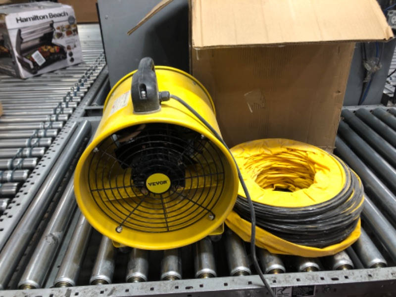 Photo 2 of 

***********DAMAGED NEEDS REPAIR, PARTS ONLY***********
VEVOR Utility Blower Fan, 10 Inches 320W 2-Speed High Velocity Exhaust fan with 32-foot Duct Hose, Portable Ventilation Fan, Fume Extractor for Exhausting & Ventilating at Home and Job Site, Yellow
