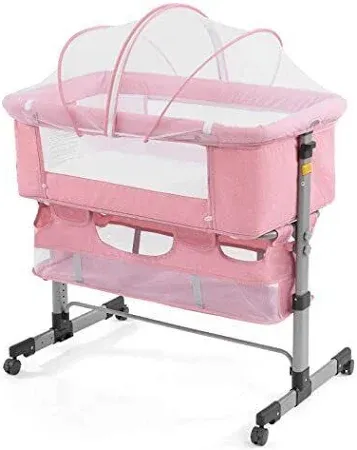 Photo 2 of 3 In 1 Travel Baby Crib,baby Bed With Breathable Pink-bedside Crib
