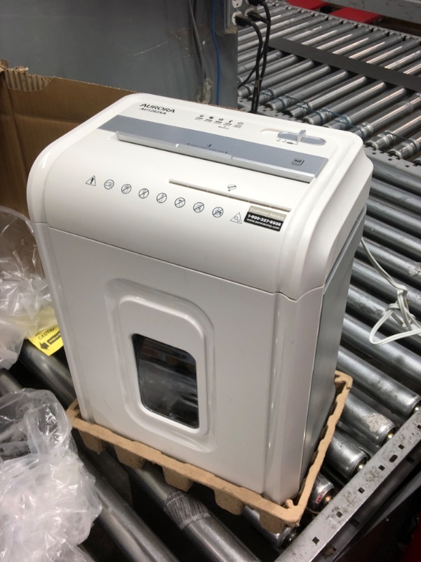 Photo 2 of Aurora AU1262XA Anti-Jam 12-Sheet Crosscut Paper and CD/Credit Card Shredder, White/Gray 12-Sheet Crosscut White