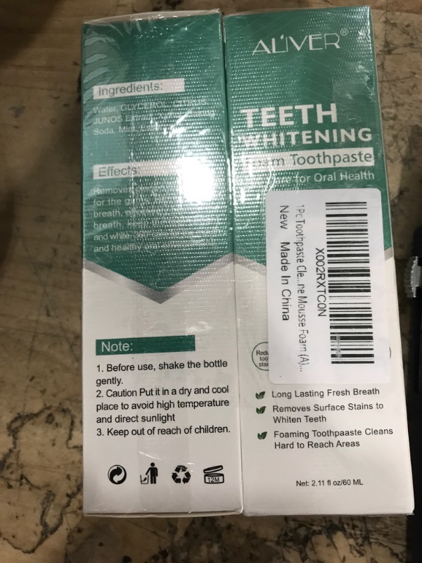 Photo 3 of **EXPIRES 03/14/2025**
1Pc Toothpaste Cleansing Foam, 60ml Baking Soda Toothpaste, Intensive Stain Removal Toothpaste, Travel Friendly, Easy to Use, Oral Care-Toothpaste Replacement, Ultra-fine Mousse Foam (Mint Adult)
SET OF 2