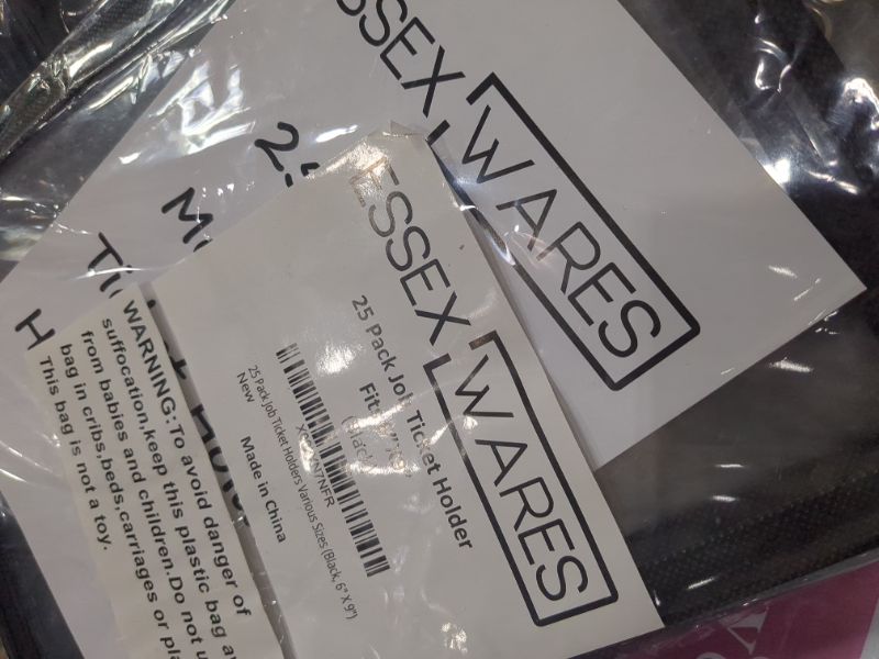 Photo 2 of Essex Wares Job Ticket Holder – 25-Pack Dry Erase Pocket Sleeves – 8 x 12-inch Clear Pocket Sleeves – Teacher Supplies for Classroom, Home – Erasable Pockets Folders with Rings for Kids – Black Black 6" X 9"
