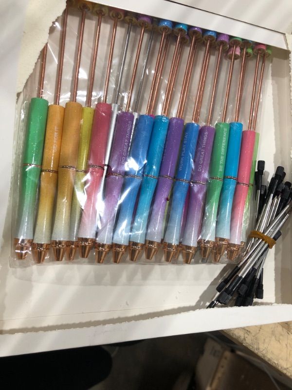 Photo 1 of Epakh Bulk Metal Beadable Pens for DIY Ppl Beads Pens Ballpoint Pen Ball Pen with Shaft Black Ink Rollerball Pen for Kids Students Presents Office Classroom School Supplies (26 Pieces)