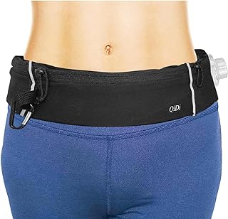 Photo 2 of  QiDi Running Belts for Women & Men | 4 Zipper Pouch Running Fanny Pack | Holder for Phone, Water Bottle, Money | Fits Most Waist Size, Water Resistant for Workout, Jogging, Walking, Runners Gear