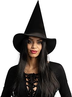 Photo 2 of 2 pack-Spooktacular Creations Halloween Black Witch Hat, Soft Satin Witch Hat for Women, Halloween Costume Accessory, School Role Playing, Themed Parties. 