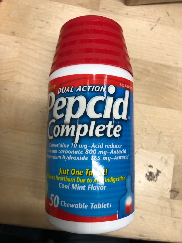 Photo 2 of 04/24****Pepcid Complete Acid Reducer + Antacid Chewable Tablets, Heartburn Relief, Mint, 50 ct 50 Count (Pack of 1)