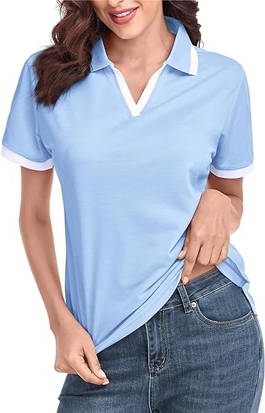 Photo 1 of IGEEKWELL Women's Golf Polo Shirts, Wrinkle Resistant Short Sleeve Moisture Wicking Collared Shirt LARGE 