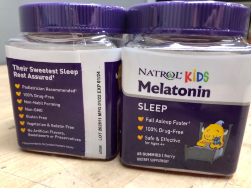 Photo 2 of * SET OF 2* Kids Melatonin Sleep Support Gummies Berry EXP JAN 2024