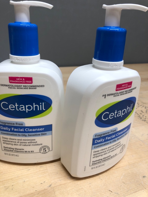 Photo 2 of * 2 BOTTLES* Cetaphil Face Wash, Daily Facial Cleanser for Sensitive, Combination to Oily Skin, NEW 16 oz, Fragrance Free,Gentle Foaming, Soap Free, Hypoallergenic NEW 16oz