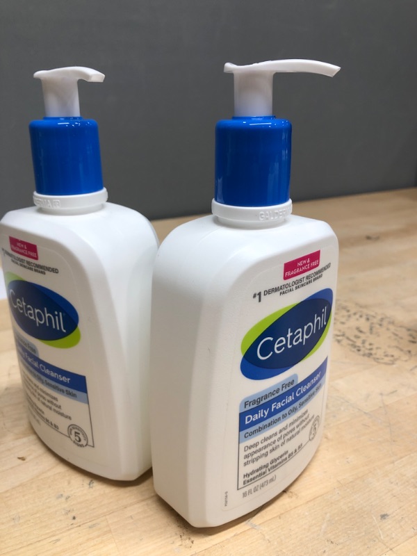 Photo 2 of * 2 BOTTLES* Cetaphil Face Wash, Daily Facial Cleanser for Sensitive, Combination to Oily Skin, NEW 16 oz, Fragrance Free,Gentle Foaming, Soap Free, Hypoallergenic NEW 16oz